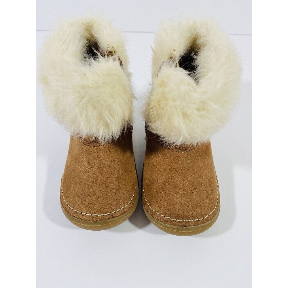 Genuine Kids Oshkosh Girls Bootie Boots Faux Fur Brown Rubber Sole Sz 4 Winter